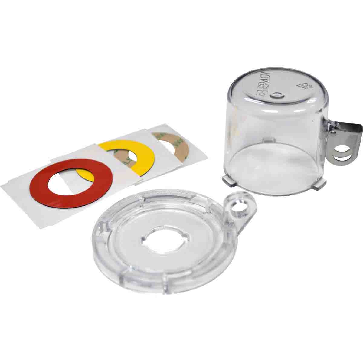 Dispositif de verrouillage pour boutons poussoirs (16 mm), transparent, avec couvercle standard