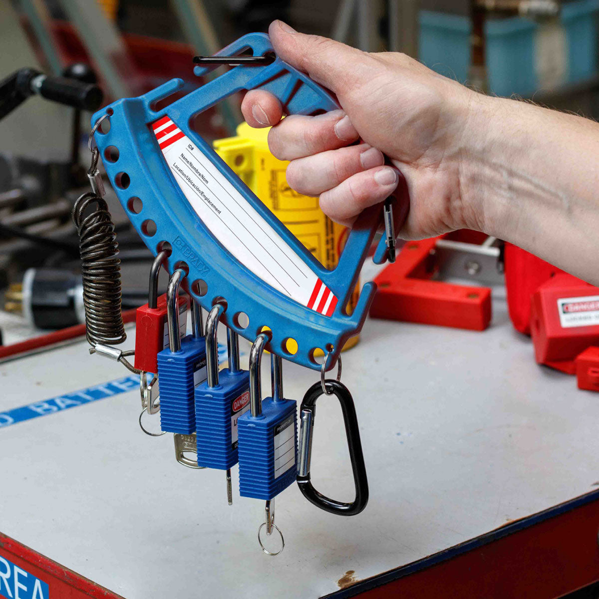 Träger für Sicherheitsschlösser und Anhänger - Blau