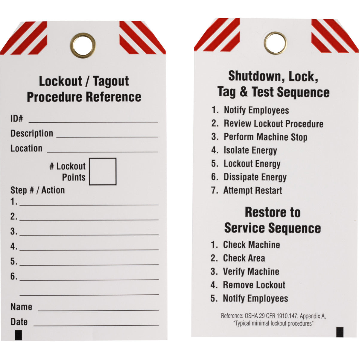 Anhänger für Lockout-Prozeduren mit Beschriftungsmöglichkeit