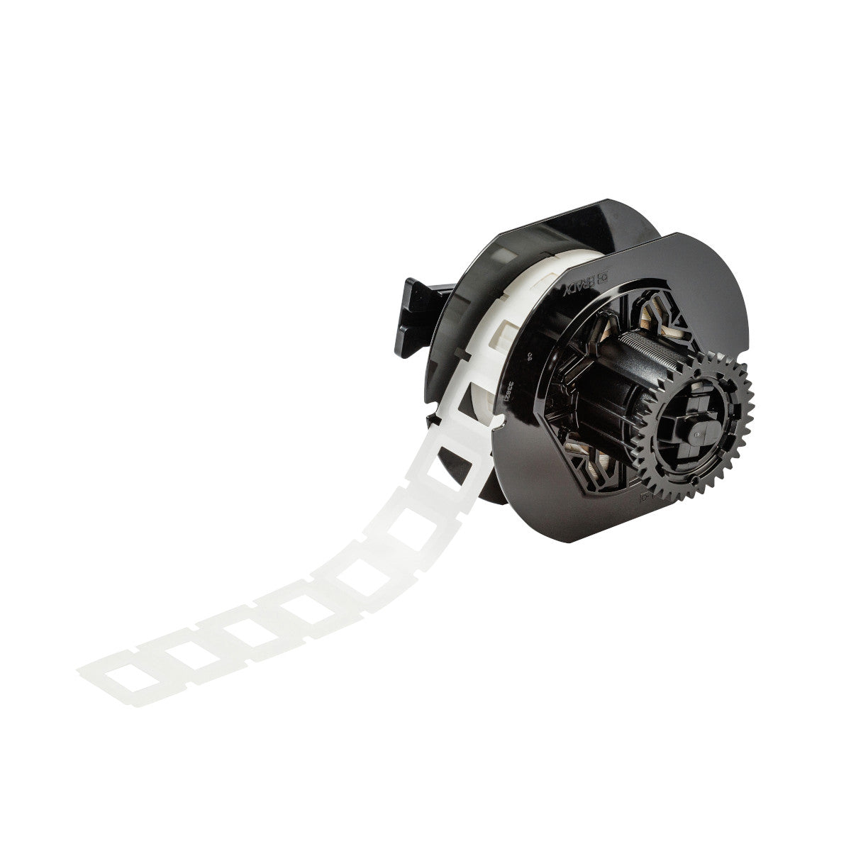 Ein transparentes Polyesteretikett mit einem weissen Kleberand