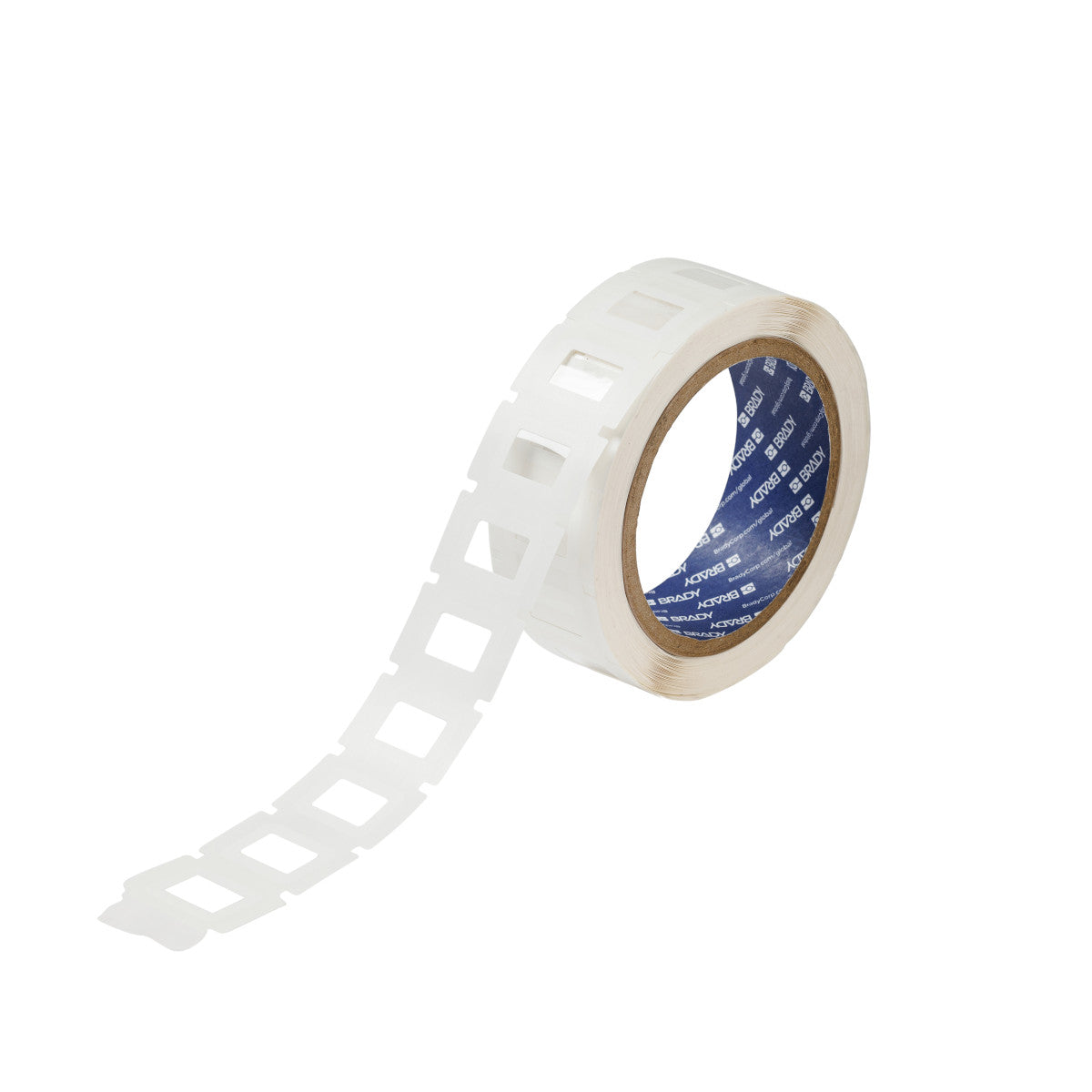 Ein transparentes Polyesteretikett mit einem weissen Kleberand