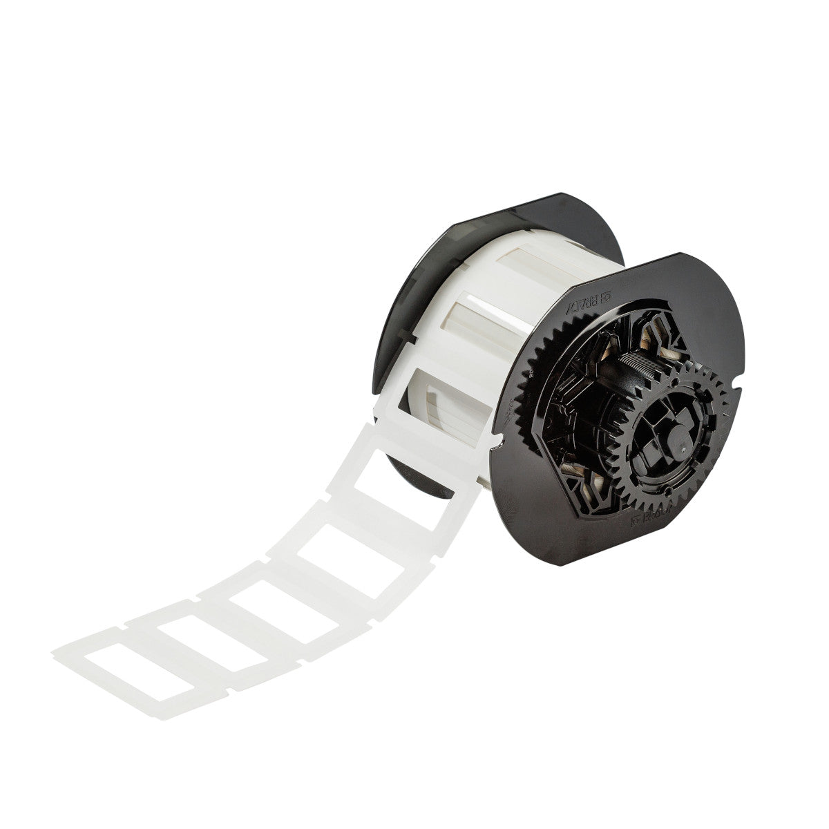 Ein transparentes Polyesteretikett mit einem weissen Kleberand