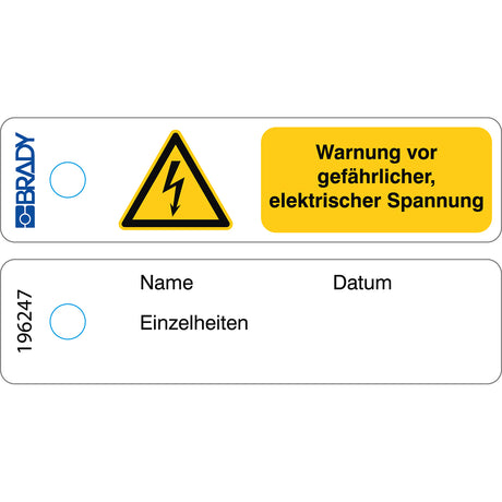 Mini-Anhänger – Warnung; gefährliche elektrische Spannung – DE