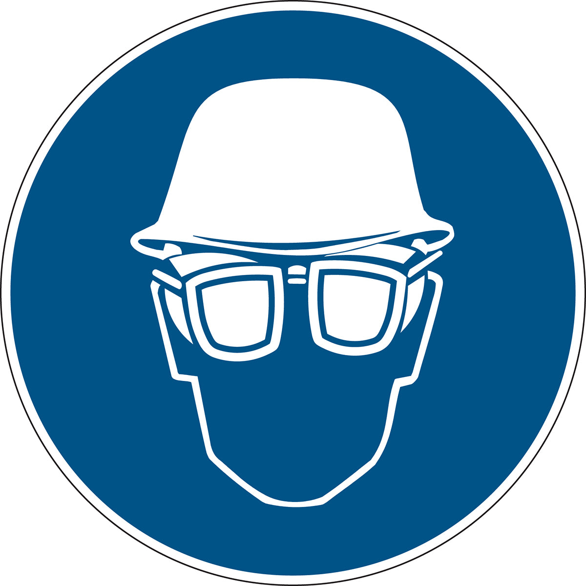 Gebotsschilder - Kopfschutz und Schutzbrille mit Seitenschutz benutzen