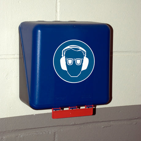 Aufbewahrungs- und Spenderbox für Gehör- und Augenschutz