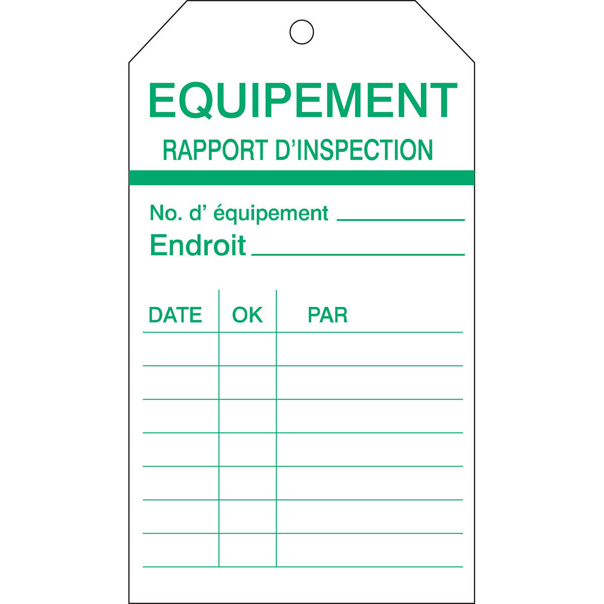 Etiquettes d'inspection d'equipement (product francophone)