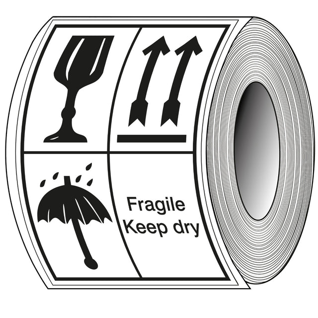 Zerbrechlich, diese Seite nach oben, vor Nässe schützen – Verpackungsetiket
