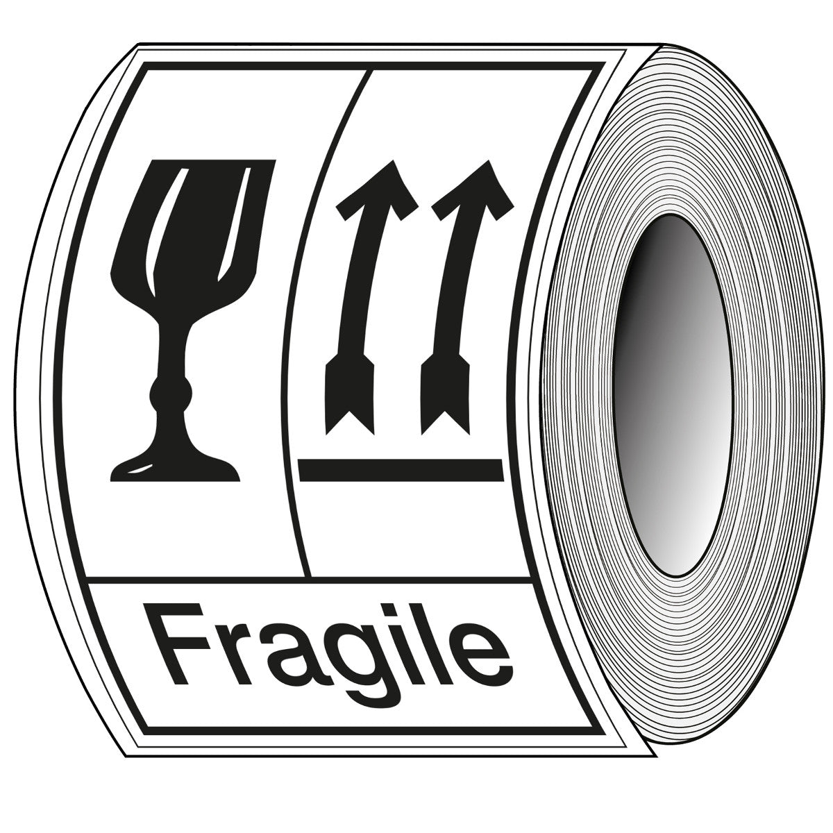 Zerbrechlich, diese Seite nach oben – Verpackungsetikett