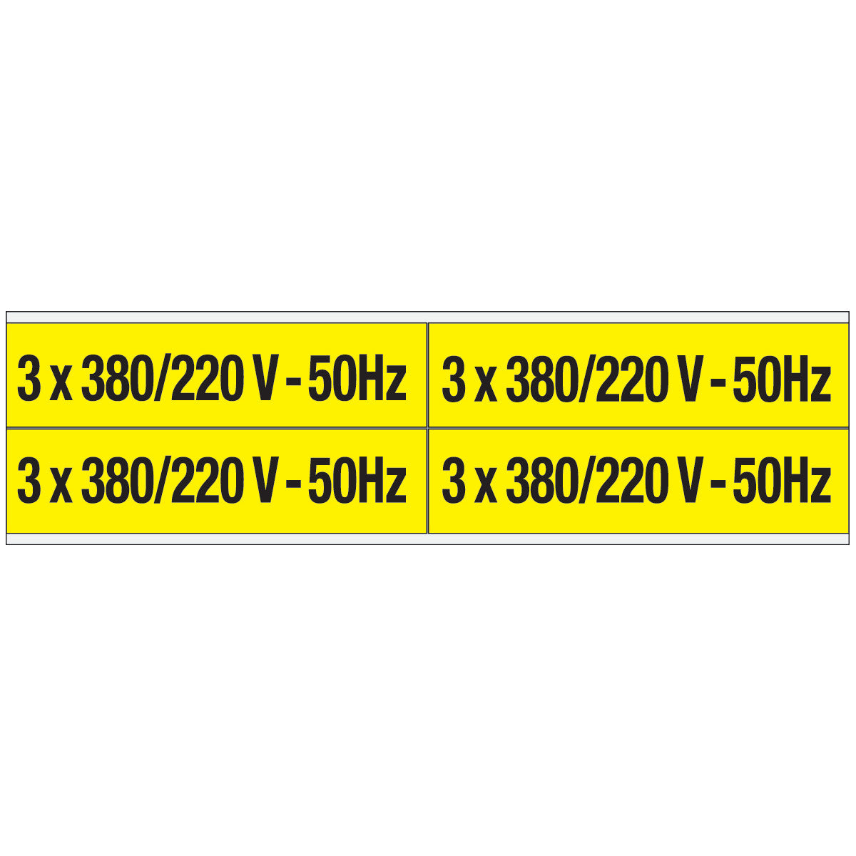 Warnschilder für die Spannungskennzeichnung - 3 x 380/220 V-50 Hz