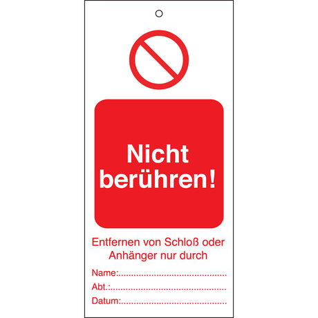 Tagout: Anhänger für Warnhinweise
