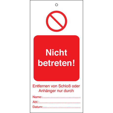 Tagout: Anhänger für Warnhinweise
