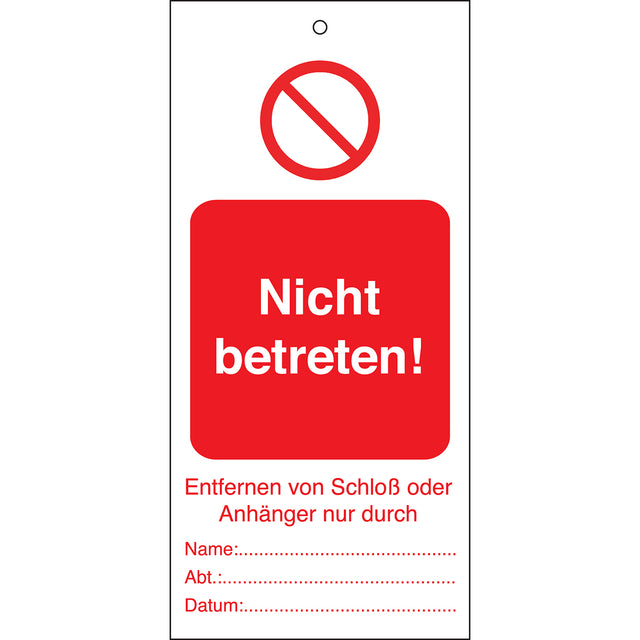 Tagout: Anhänger für Warnhinweise