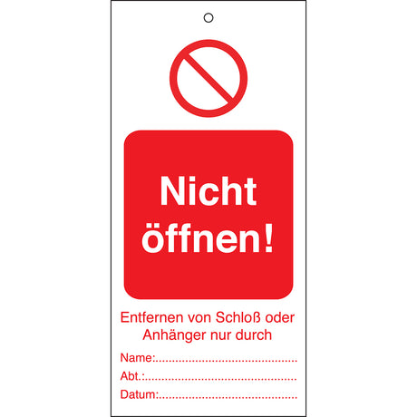 Tagout: Anhänger für Warnhinweise