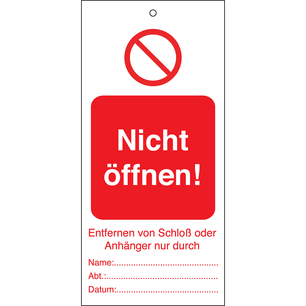 Tagout: Anhänger für Warnhinweise