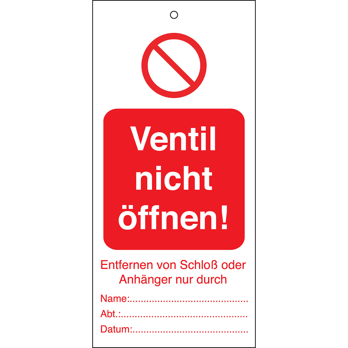 Tagout: Anhänger für Warnhinweise