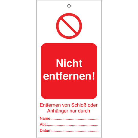 Tagout: Anhänger für Warnhinweise