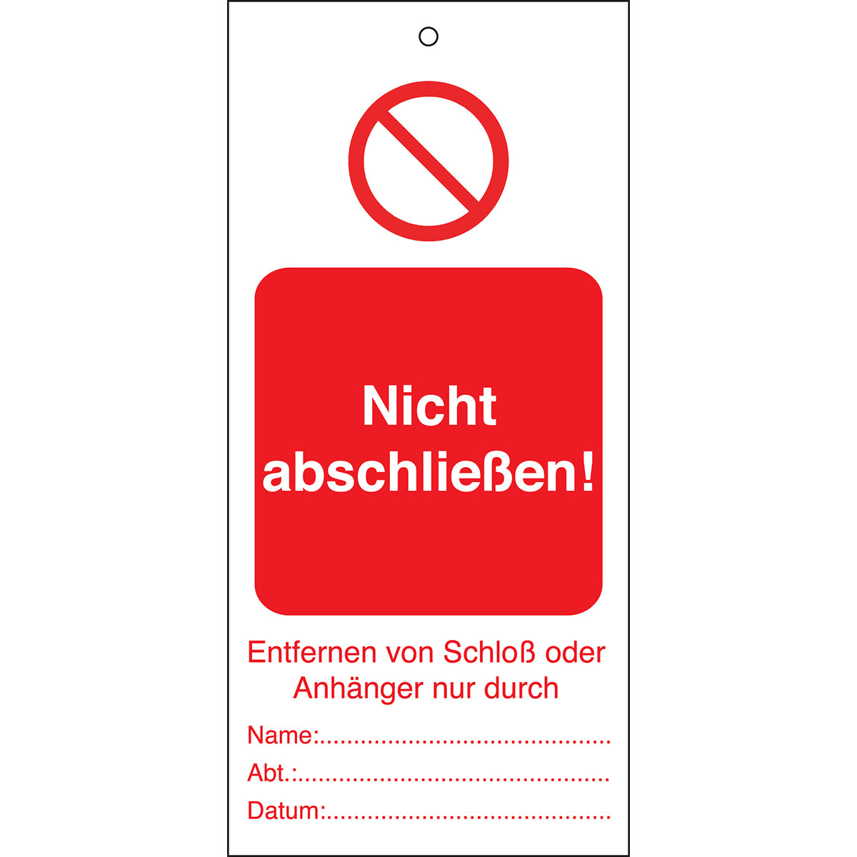 Tagout: Anhänger für Warnhinweise