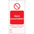 Tagout: Anhänger für Warnhinweise