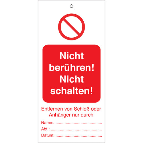 Tagout: Anhänger für Warnhinweise