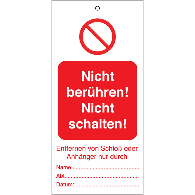 Tagout: Anhänger für Warnhinweise