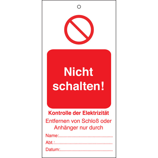 Tagout: Anhänger für Warnhinweise