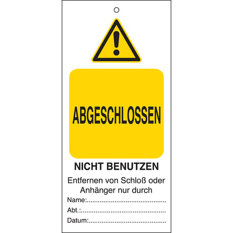 Tagout: Anhänger für Warnhinweise