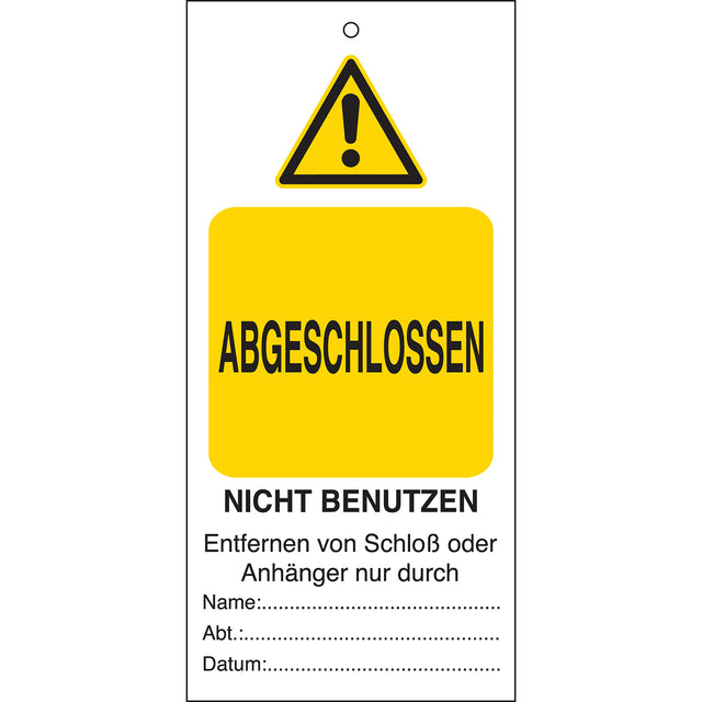Tagout: Anhänger für Warnhinweise