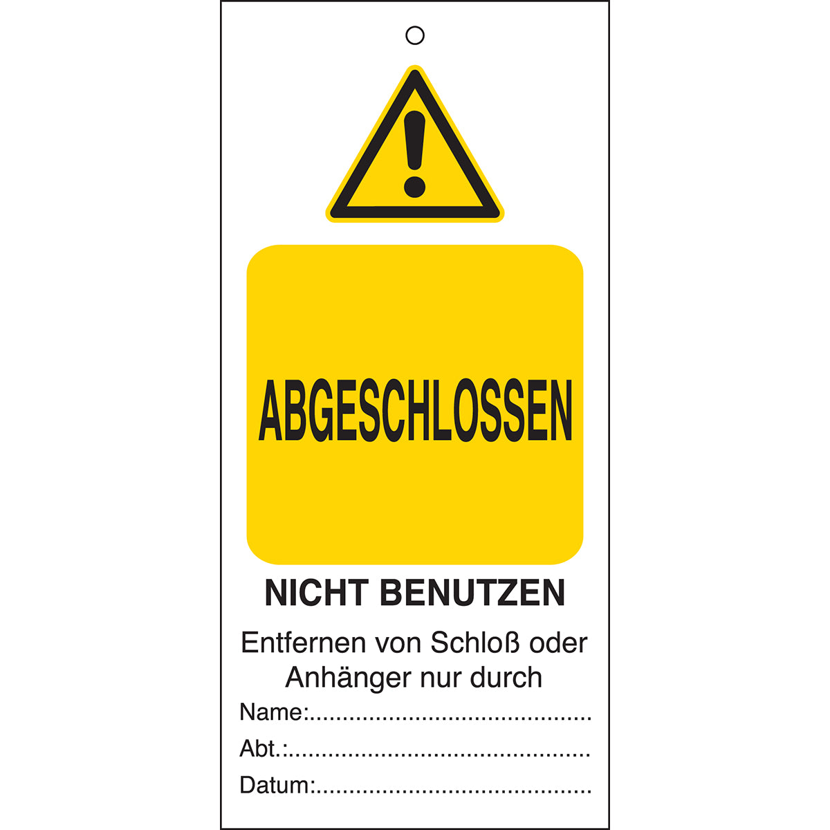 Tagout: Anhänger für Warnhinweise