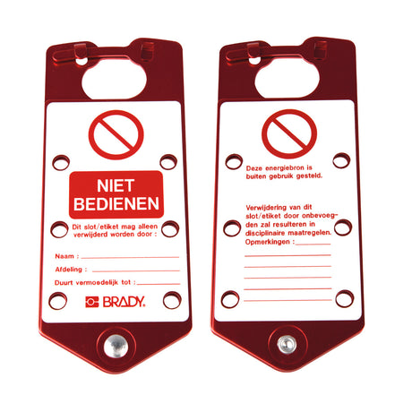 Beschriftbare Sicherheits - Blockierbügel DUTCH "Niet bedienen"