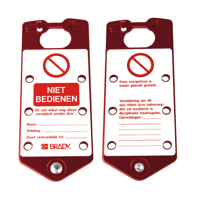Beschriftbare Sicherheits - Blockierbügel DUTCH "Niet bedienen"