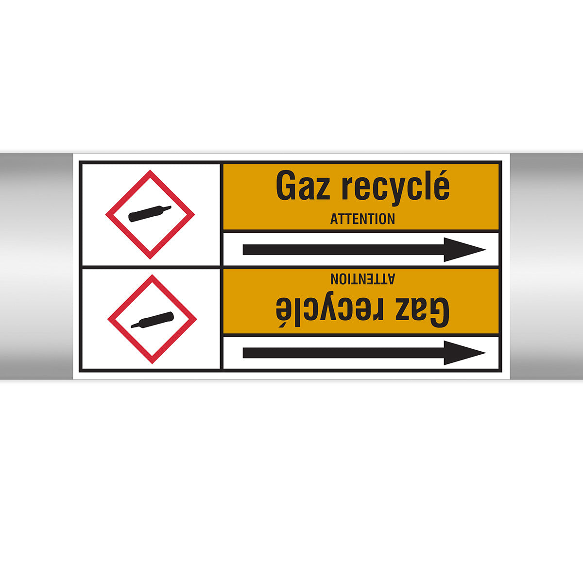 Marqueurs en rouleau continu, with pictogrammes - Gaz recyclé (product francophone)