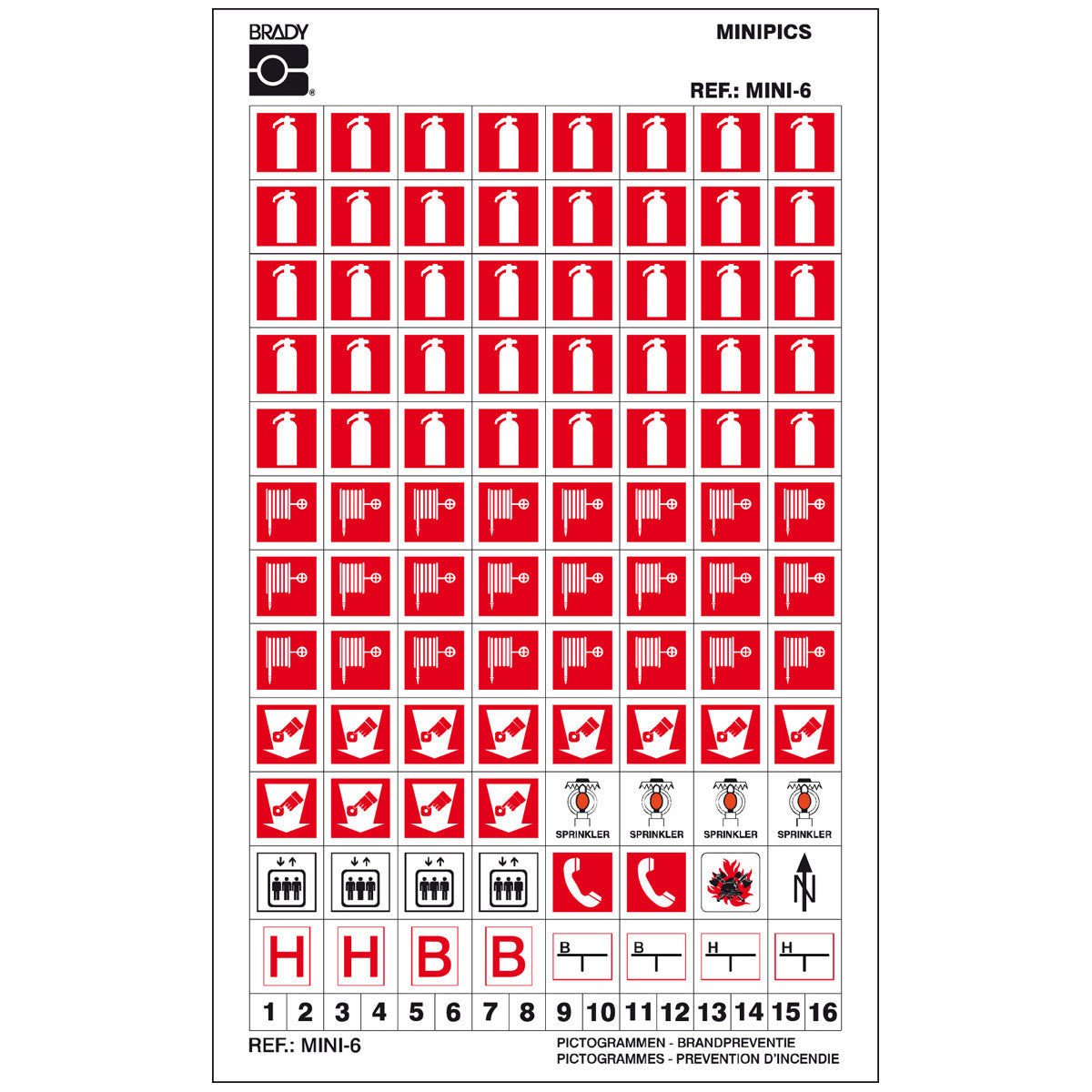 Safety Signs Minipiktogramme: Kombi-Karten - Mini 6: Brandschutzschilder
