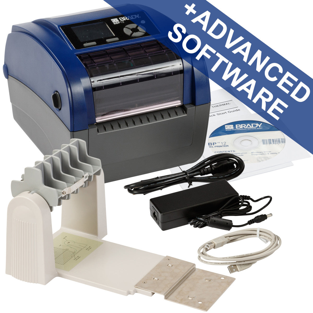BBP12 Etikettendrucker 300 dpi - EU mit Schneider, Rollenhalter und Brady Workstation-Suite