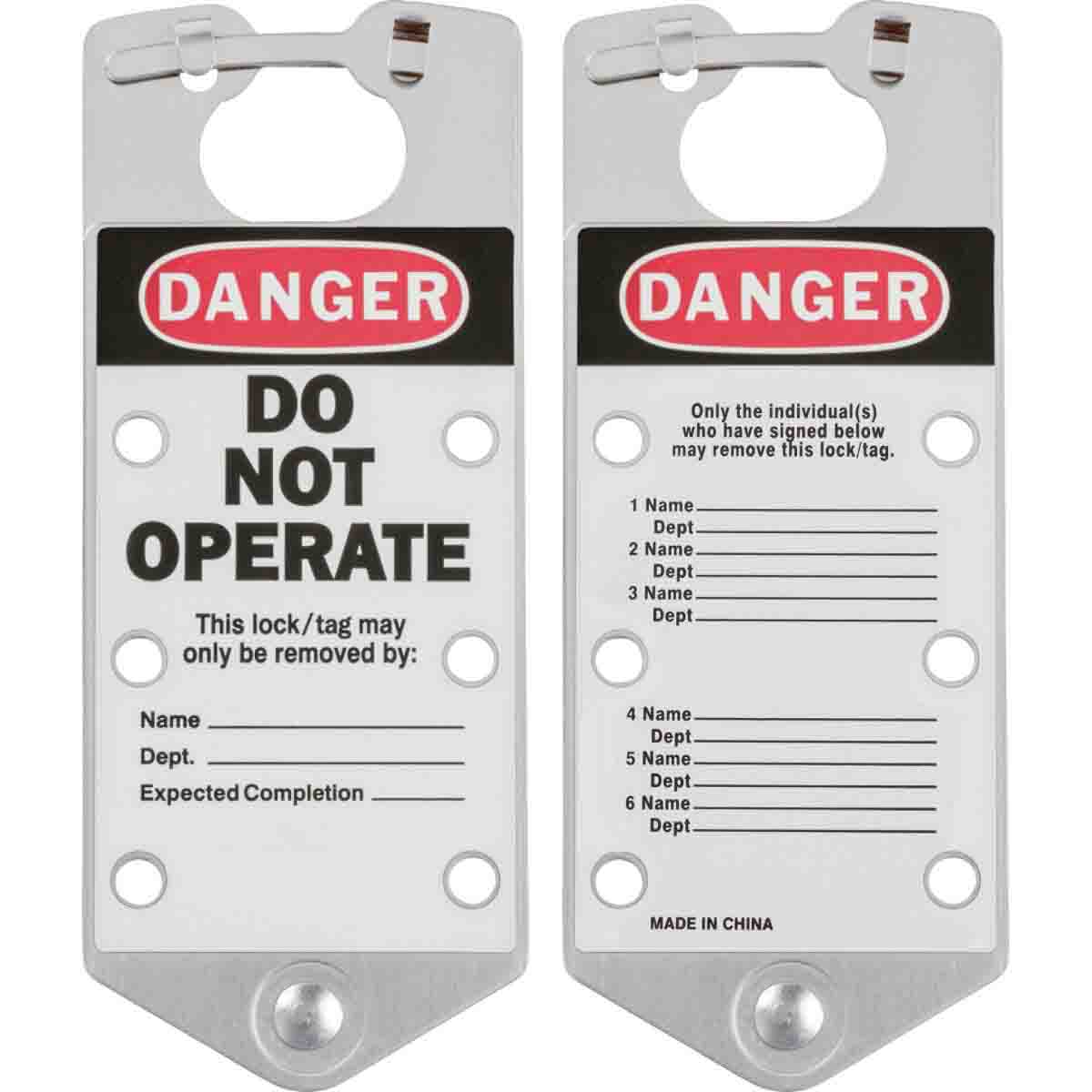 Beschriftbare Blockierbügel zur Gruppen-Absperrung