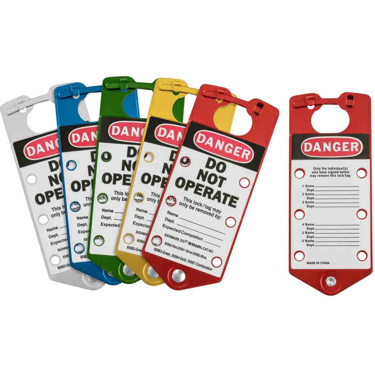 Beschriftbare Blockierbügel zur Gruppen-Absperrung