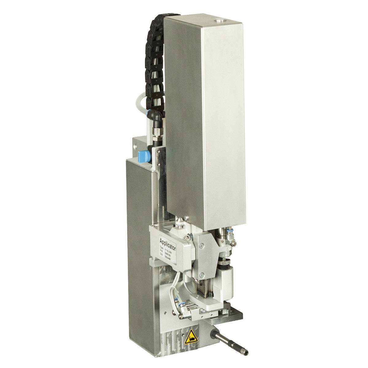 Linker Applikator, 300 mm Zylinderhub, horizontale Präzisionsführung in Vorschubrichtung mit Druckminderer