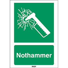 ISO-Sicherheitsschild – Notfallhammer