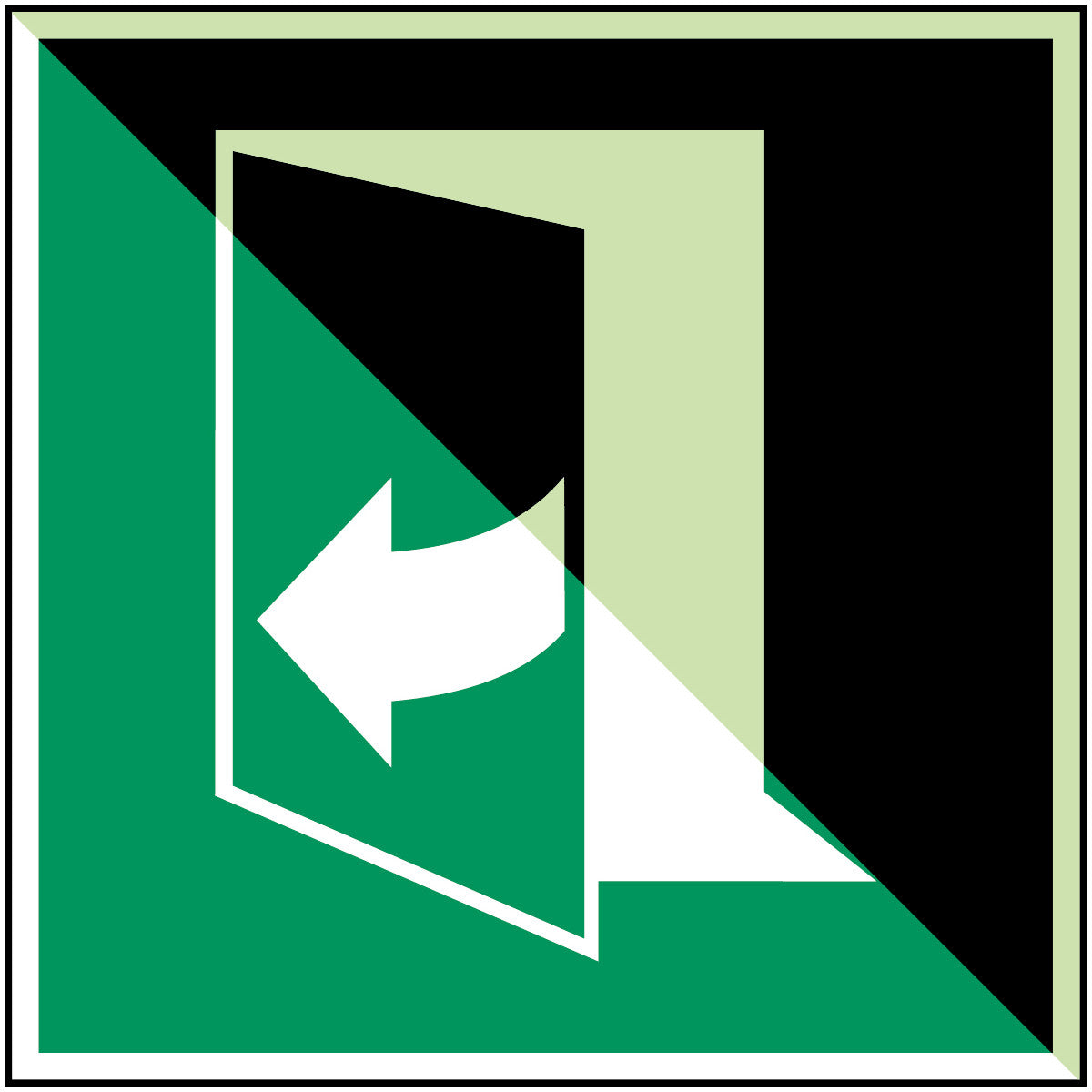 Tür öffnet durch Ziehen auf der rechten Seite – ISO 7010