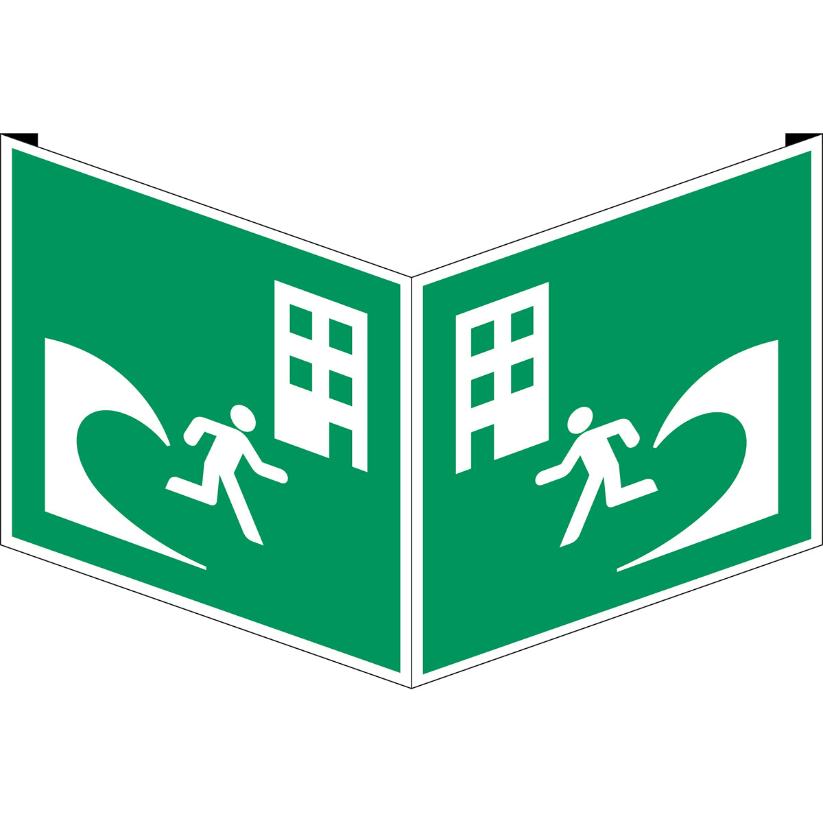 ISO-Sicherheitsschild – Evakuierungsgebäude bei Tsunami