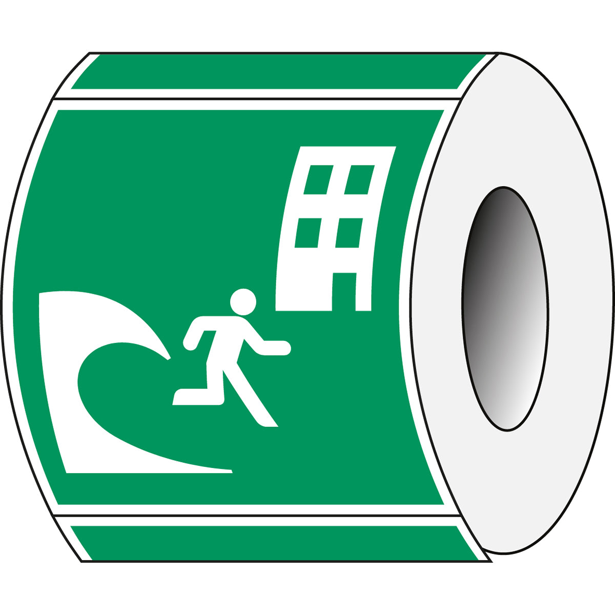 ISO-Sicherheitsschild – Evakuierungsgebäude bei Tsunami