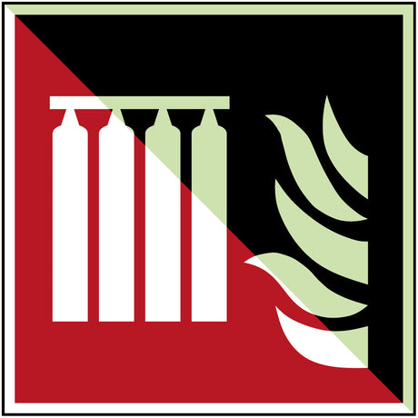 Fest eingebaute Feuerlöschmittel-Batterie – ISO 7010