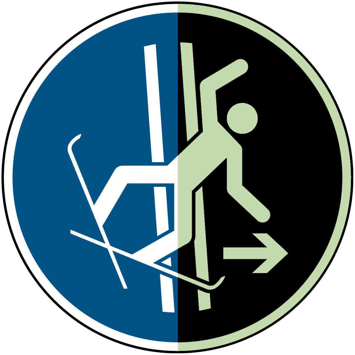 Im Fall eines Sturzes Schleppspur sofort verlassen – ISO 7010