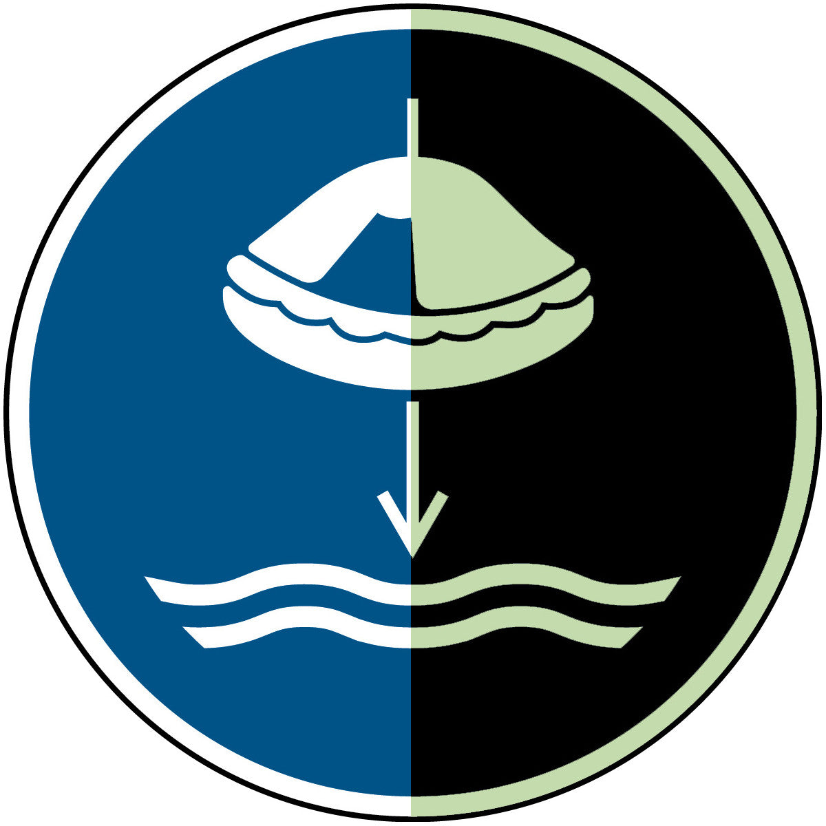 Rettungsfloß fieren beim Aussetzvorgang - ISO 7010