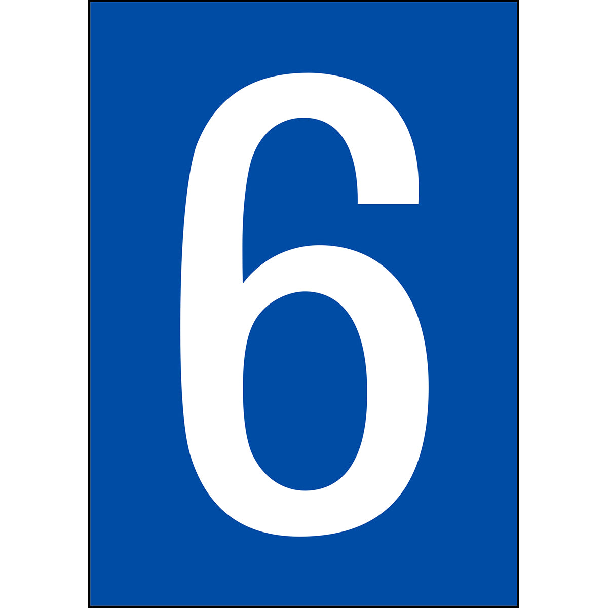 Chiffres et lettres A4 - Noir/Blanc - 6 - B-7541 (Polyester laminé)