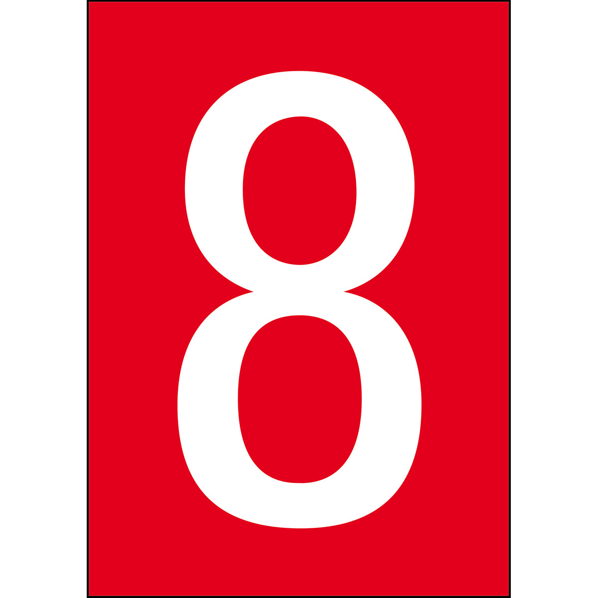 Chiffres et lettres A4 - Rouge/Blanc - 8 - B-7541 (Polyester laminé)