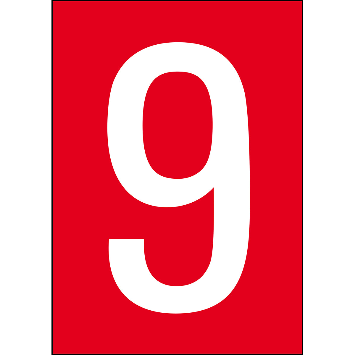 Numbers & Letters A4 - Red/White - 9 - B-859 (Magnetic Foil)