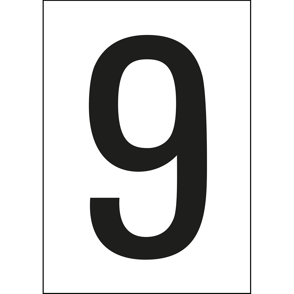 Chiffres et lettres A4 - Blanc/Noir - 9 - B-7541 (Polyester laminé)