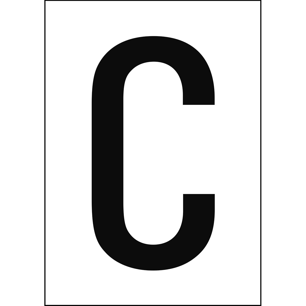 Chiffres et lettres A4 - Blanc/Noir - C - B-7541 (Polyester laminé)
