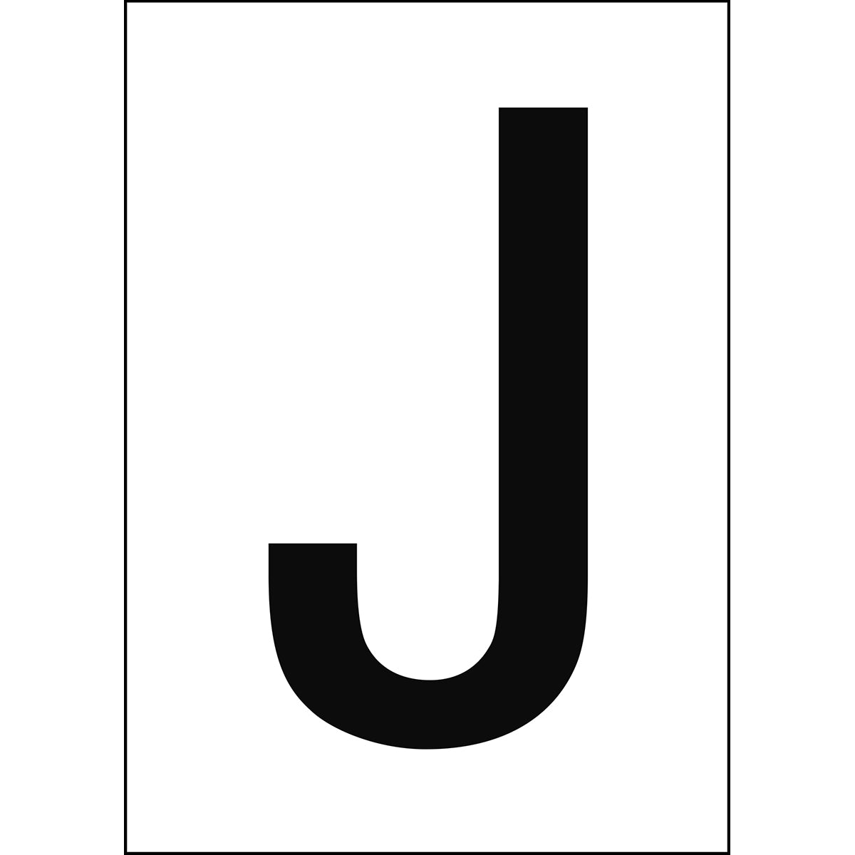 Chiffres et lettres A4 - Blanc/Noir - J - B-7541 (Polyester laminé)