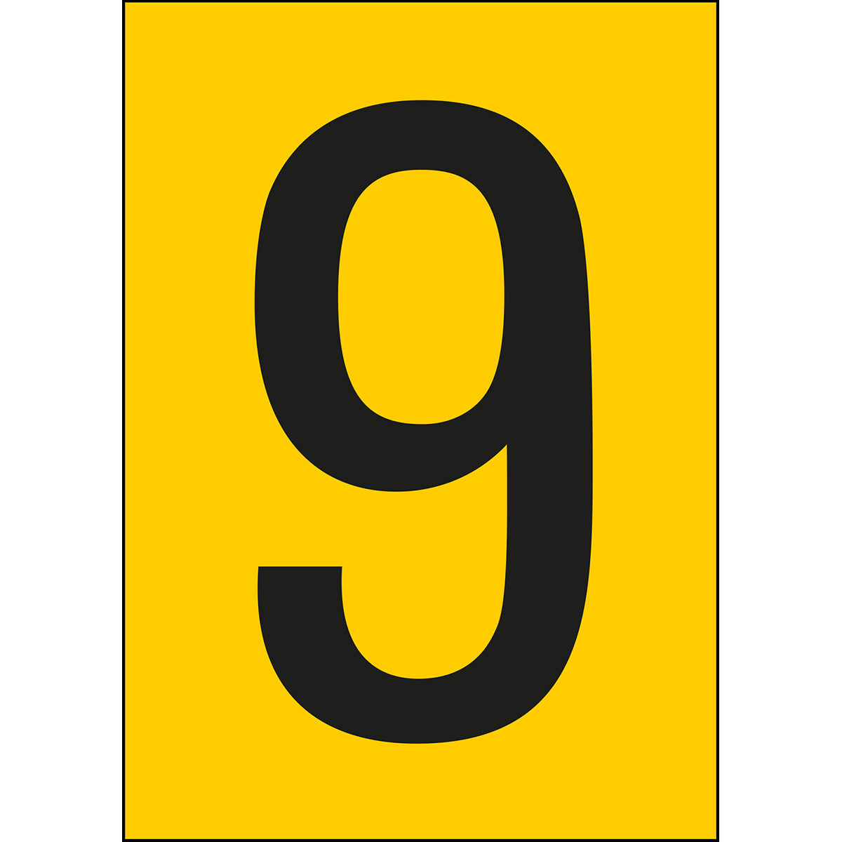 Zahlen & Buchstaben A4 - Gelb/Schwarz - 9 - B-7541 (Laminierter Polyester)